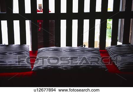Picture - Japanese cushion and latticework. Fotosearch
