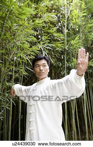 Man practicing Tai Chi amongst trees, portrait View Large Photo Image Stock Image - Man practicing Tai Chi amongst trees, portrait. Fotosearch