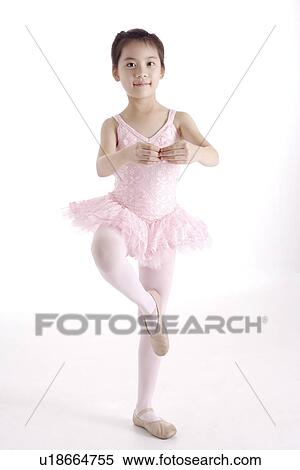Stock Photography - Girl ballet dancing, front view, portrait. Fotosearch