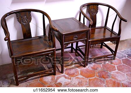 Asia, Taiwan, Xiao Family Historic House, chairs and side table View Large Photo Image Picture - Asia, Taiwan, Xiao Family Historic House, chairs and side table. Fotosearch
