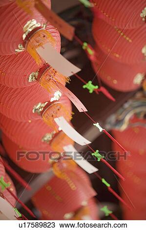 Low angle view of Chinese lanterns in a temple View Large Photo Image Stock Image - Low angle view of Chinese lanterns in a temple. Fotosearch