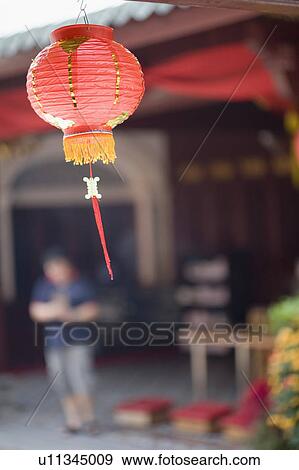 Close-up of a Chinese lantern in a temple View Large Photo Image Stock Photo - Close-up of a Chinese lantern in a temple. Fotosearch