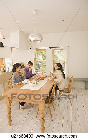 Stock Photo - Young women having home party. Fotosearch