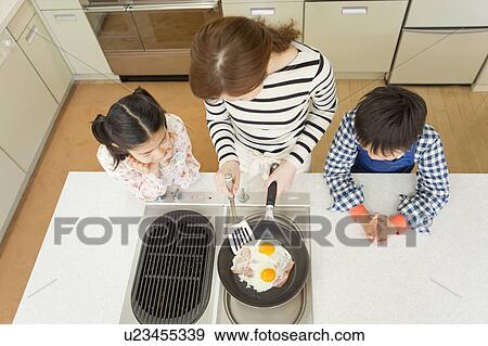 Mother and children cooking View Large Photo Image Stock Photo - Mother and children cooking. Fotosearch