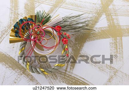 Decoration of straw rope for new year View Large Photo Image Stock Image - Decoration of straw rope for new year. Fotosearch