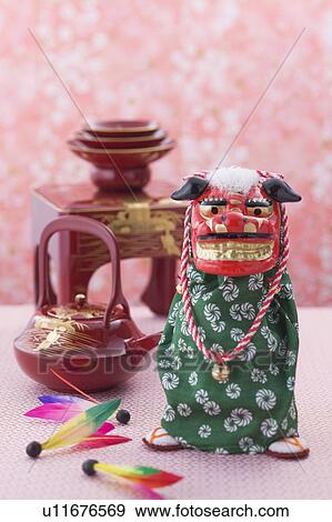 Stock Photo - Lion dance and tosoki. Fotosearch