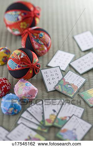 Stock Image - One hundred waka poems karuta game. Fotosearch