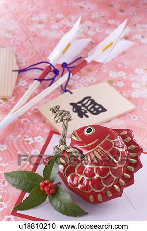 Stock Image - Prayer Blocks and decorative arrow. Fotosearch