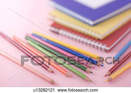 Notebook and colored pencil View Large Photo Image Stock Image - Notebook and colored pencil. Fotosearch
