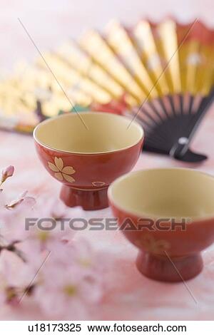 Sake cup and fan View Large Photo Image Stock Photography - Sake cup and fan. Fotosearch