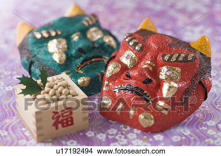 Picture - Soybean and mask of evil. Fotosearch