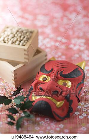 Picture - Soybean and mask of evil. Fotosearch
