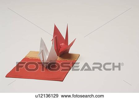 Stock Photo - Paper crane and crape wrapper. Fotosearch