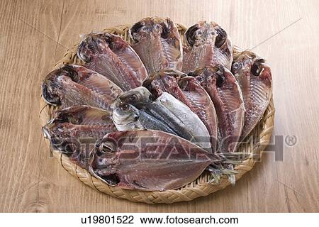 Stock Image - Dried horse mackerel. Fotosearch