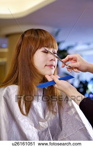 Hairdresser cutting customer's hair, Hair Salon View Large Photo Image Stock Image - Hairdresser cutting customer's hair, Hair Salon. Fotosearch