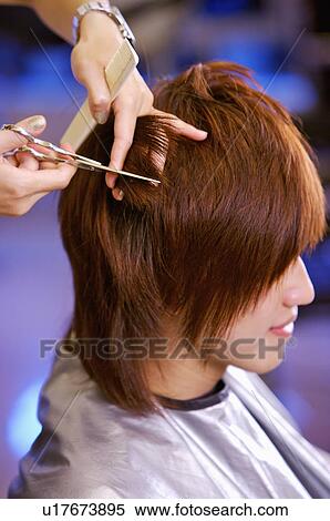 Young man having his hair cut, Hair Salon View Large Photo Image Stock Photography - Young man having his hair cut, Hair Salon. Fotosearch