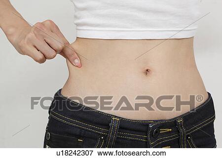 Mid adult woman pinching fat on side of waist View Large Photo Image Stock Photo - Mid adult woman pinching fat on side of waist. Fotosearch