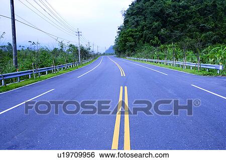 Stock Photograph - communication, the trees, transport, the runway, Road? Railway. Fotosearch