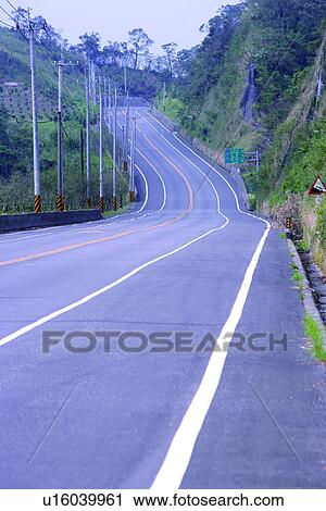 Stock Image - going, transportation, mountains, the runway, the road, the strand highway, communication. Fotosearch