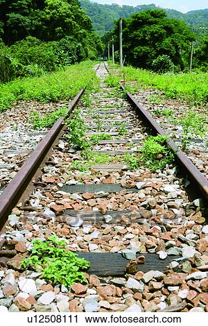 Stock Image - taking, transportation, the mountain range, the runway, Road? Railway. Fotosearch