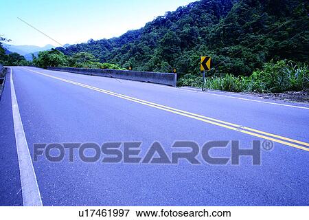 Stock Photo - the mountain range, going, the runway, Road? Railway, running, mountains. Fotosearch