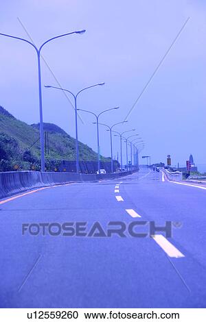 Stock Image - the strand highway, Road? Railway, the road, the way, the mountain range, there are no persons. Fotosearch