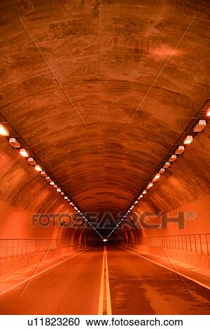 Stock Image - the tunnel, the road, the runway, running, outdoors, the highway tunnel. Fotosearch