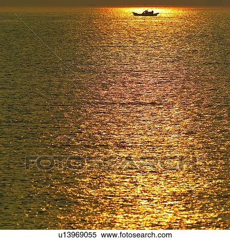 Boat, Sea, Ocean, Seas, Sunset, Sky, Oceans View Large Photo Image Stock Photography - Boat, Sea, Ocean, Seas, Sunset, Sky, Oceans. Fotosearch