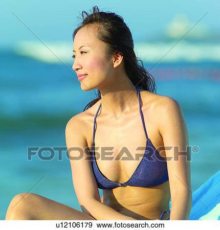 Stock Photo - Chinese, Seas, Overlooking, People, Woman, Female, Oceans. Fotosearch