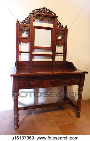 Wooden make-up table View Large Photo Image Stock Photo - Wooden make-up table. Fotosearch