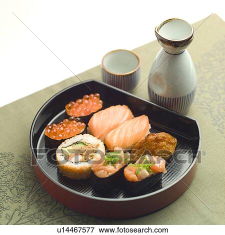 A tray of assorted sushi View Large Photo Image Stock Photo - A tray of assorted sushi. Fotosearch