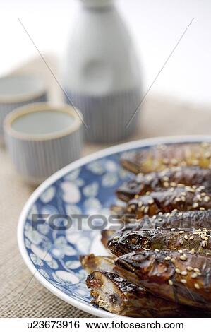 Stock Photograph - Grilled Pacific Saury. Fotosearch