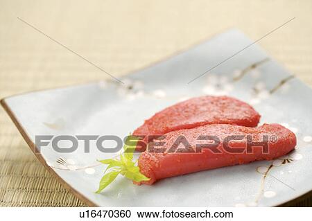 Marinated roe of pollack (mentaiko) View Large Photo Image Stock Image - Marinated roe of pollack (mentaiko). Fotosearch