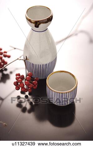 Stock Photo - Sake Bottle and Sake Bowl. Fotosearch