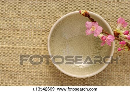 Stock Photo - Still Life With a Bowl and Cherry Blossom. Fotosearch