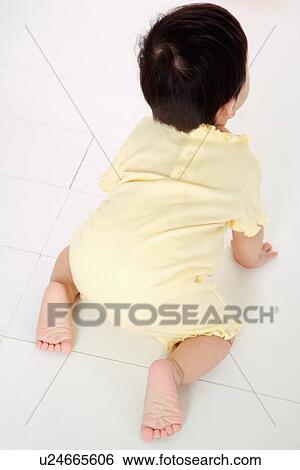 Baby girl crawling on floor, rear view View Large Photo Image Stock Photograph - Baby girl crawling on floor, rear view. Fotosearch