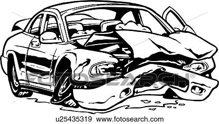 イラスト Lineart 自動車 自動車 自動車 大破 衝突される クリップアート U Fotosearch