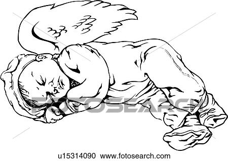 Illustration Lineart Ange Bebe Nourrisson Clipart U Fotosearch