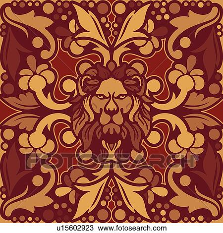 Clipart - cartouche, seamless, classic, background, art, vintage, accent. Fotosearch