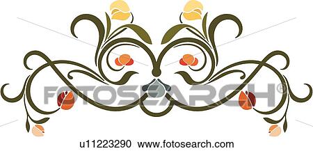 Clipart - vintage, art, cartouche, classic, background, antique, accent. Fotosearch