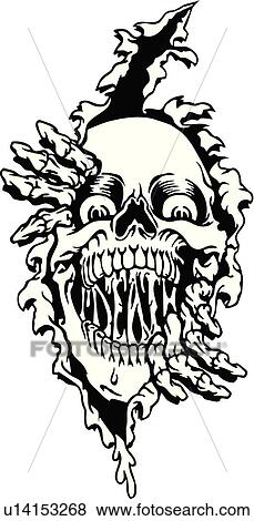 Skull, skulls, death, doom, creepy, scary, extreme Clip Art | u14153268