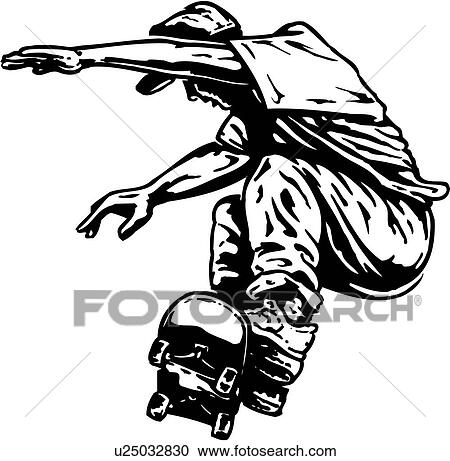 イラスト Lineart Skateboarder スケートボード スケート 板 寄宿生 クリップアート 切り張り イラスト 絵画 集 U2503 Fotosearch