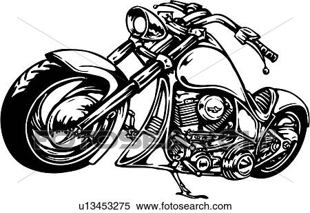 Illustration, lineart, motorcycle Clipart | u13453275 | Fotosearch