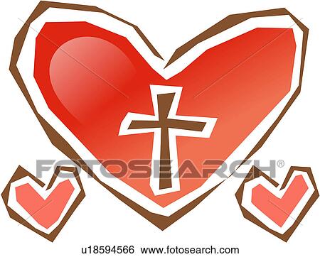 Clip Art of agape, christianity, love, heart, religion, object, icon ...