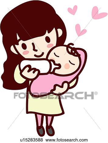 Clip Art - frau, mutter, arbeit, baby, menschlich u15283588 - Suche ...