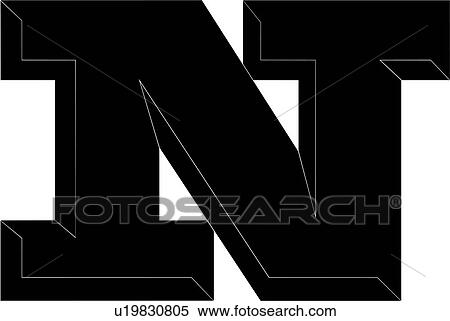 Clipart of , alphabet, letter, chisel, block, uppercase, capital, n ...