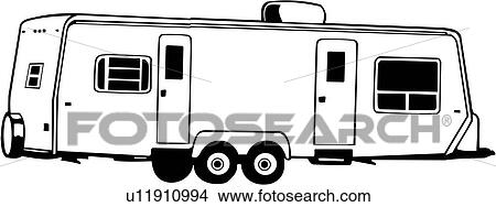 Clipart of , camper, recreation, recreational, rv, trailer, vehicle ...