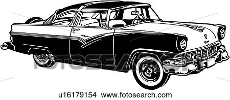 Clipart of , 1957, automobile, car, classic, crown, ford, victoria ...