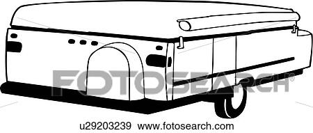 Clip Art of , camper, folding, recreation, recreational, rv, trailer ...