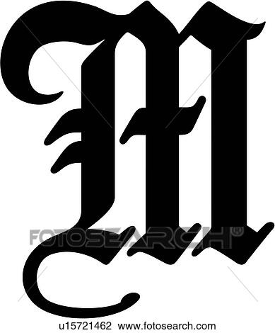 Clipart Of Alphabet Old English Capital Letter Lettered M